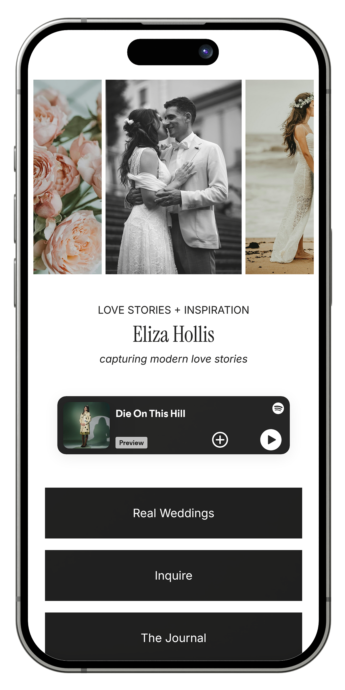 Link in bio template for wedding blogs and love story creators