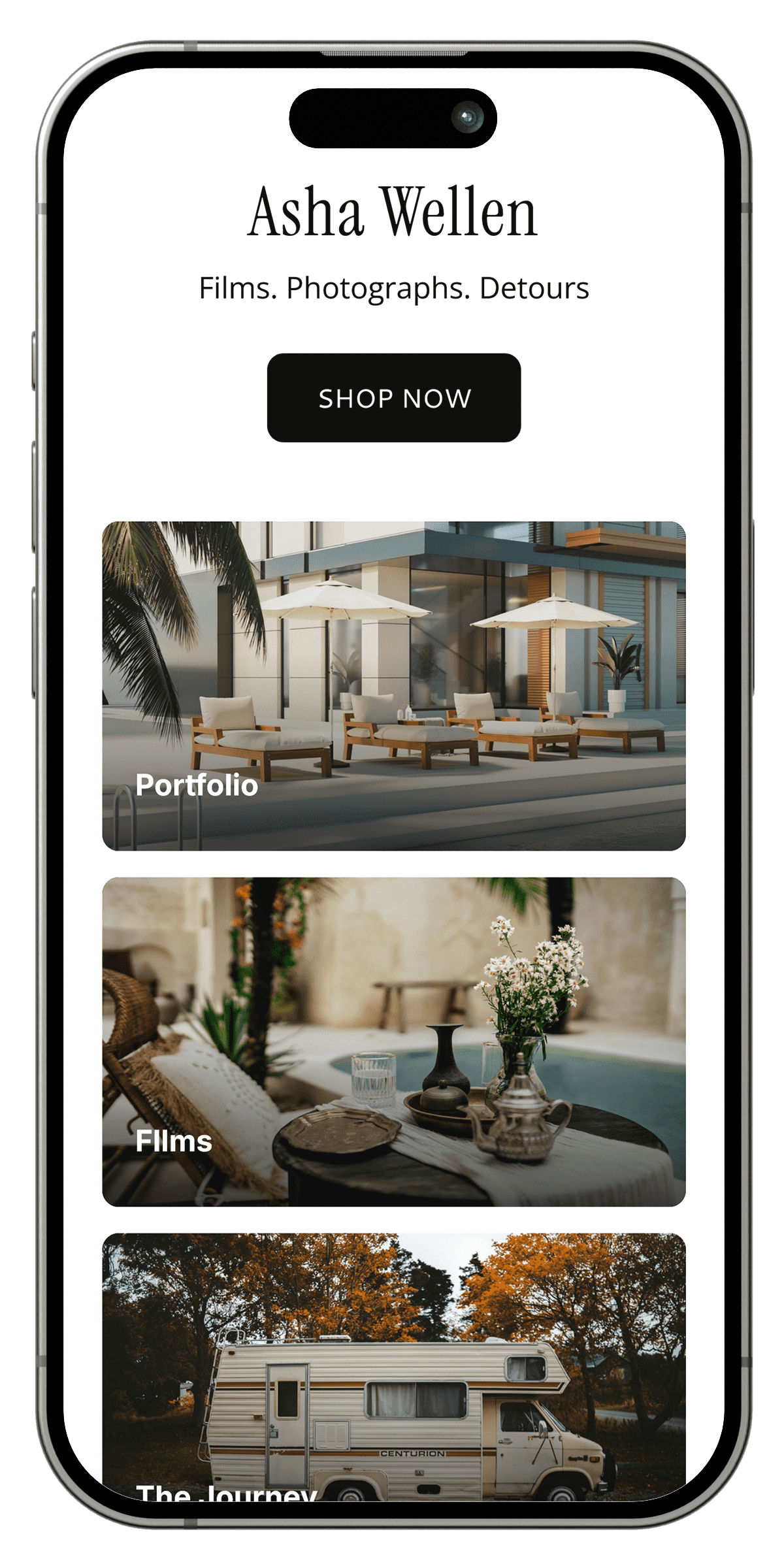 Link in bio template for travel bloggers and storytellers selling content and experiences