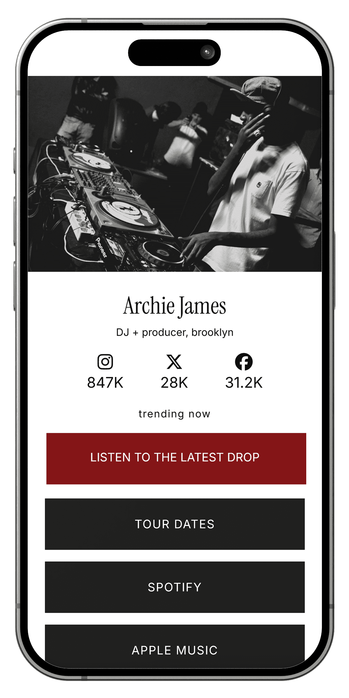 Link in bio template for lifestyle influencers and brand collaborations