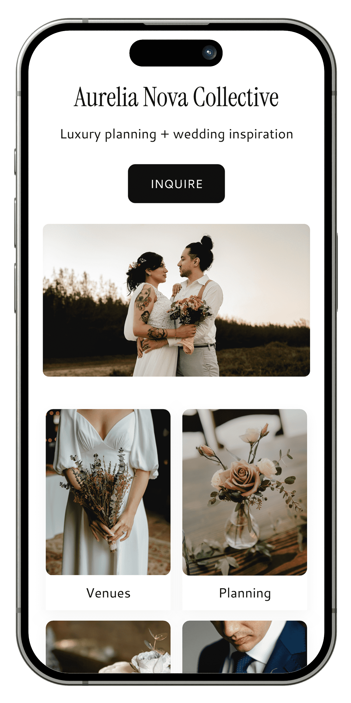Link in bio template for wedding planners and luxury event businesses