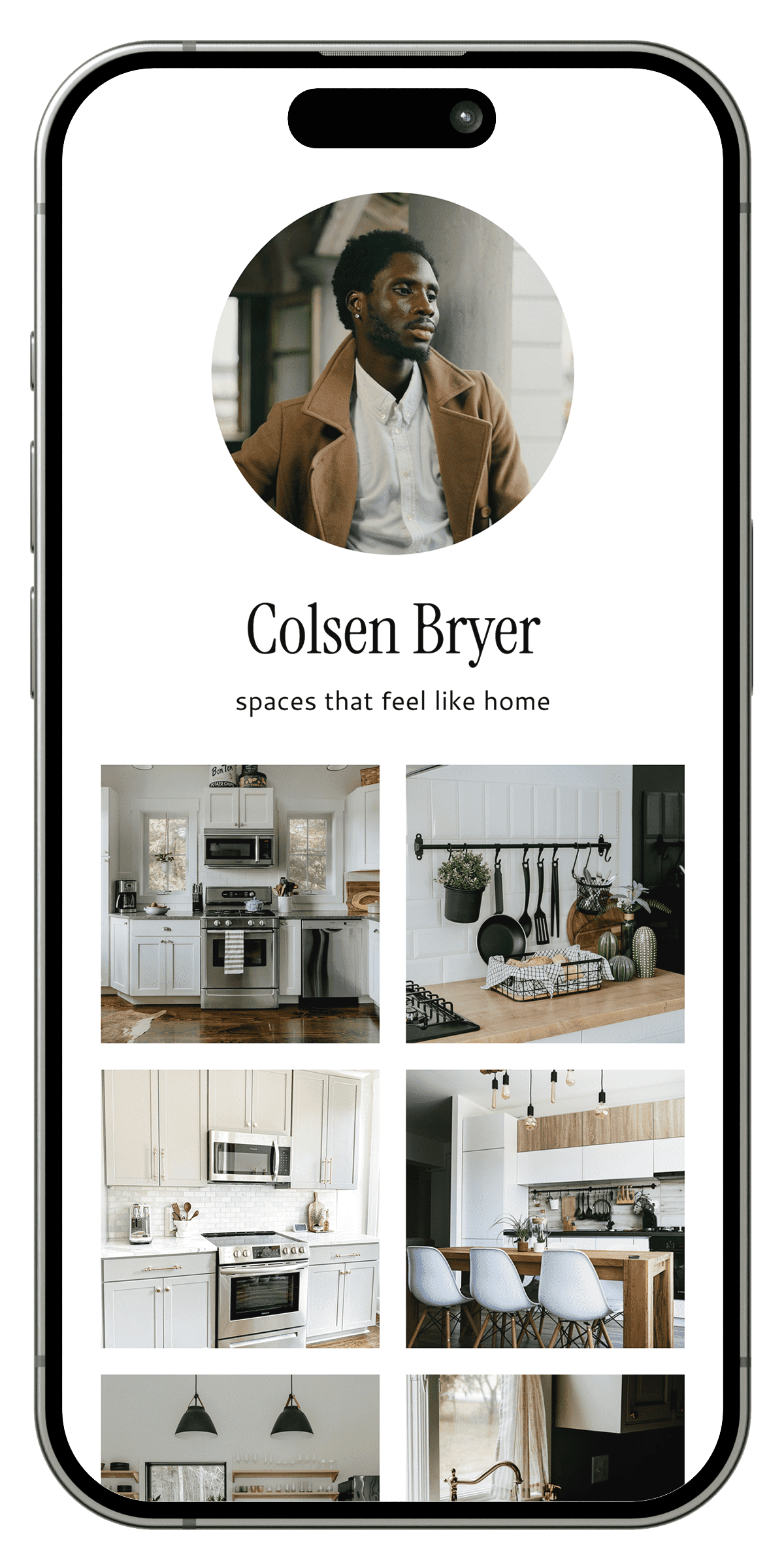 Link in bio template for interior designers and home stylists