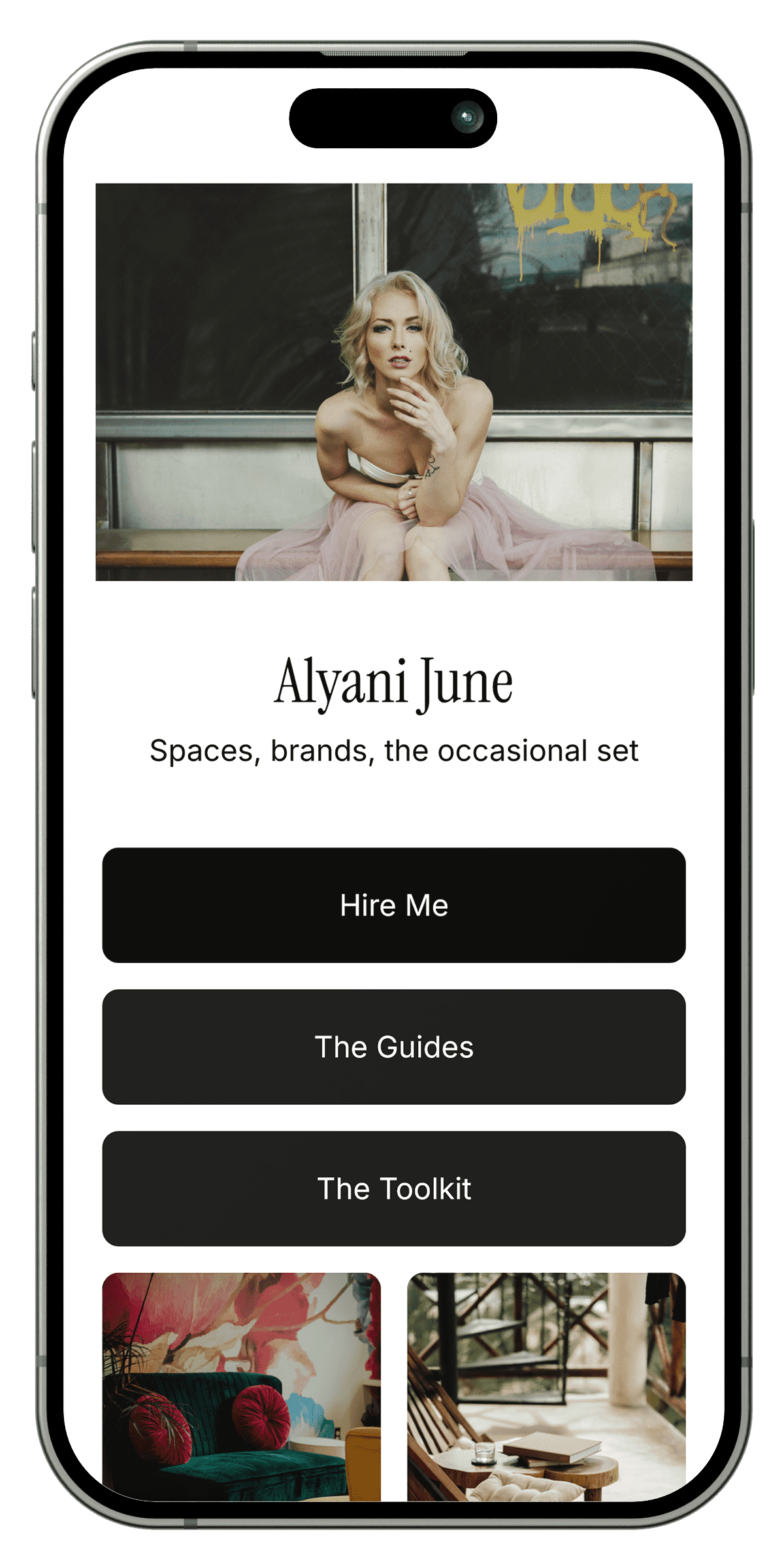 Link in bio template for interior stylists and design professionals